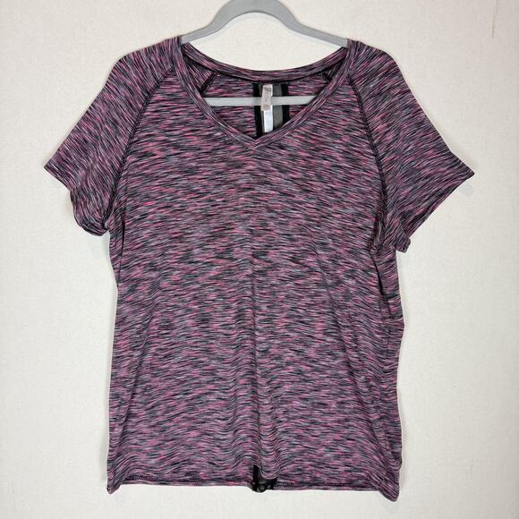 Ebb & Flow T-Shirt Womens XL Pink V-Neck Mesh Back Raglan Sleeve Performance - Picture 1 of 13